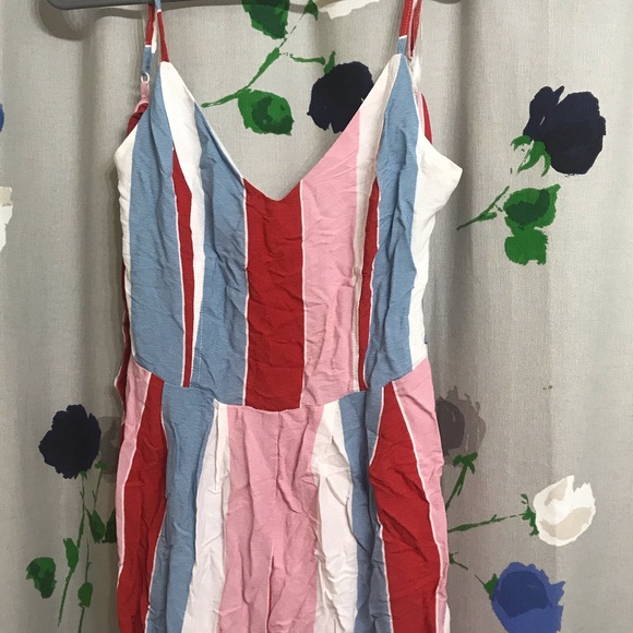 Red Multi Striped Jumpsuit - Picture 2 of 7